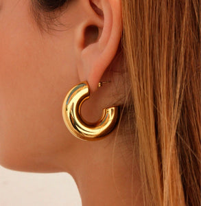 SILVER CHUNK HOOPS